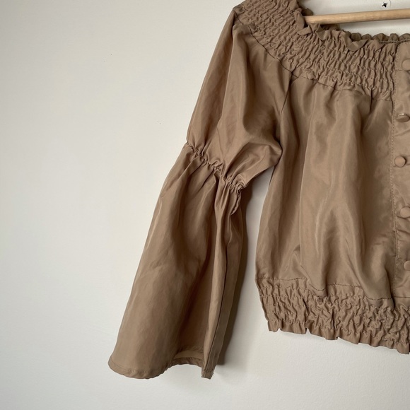 Boohoo brown crop top boho long sleeve 2 - Picture 2 of 10